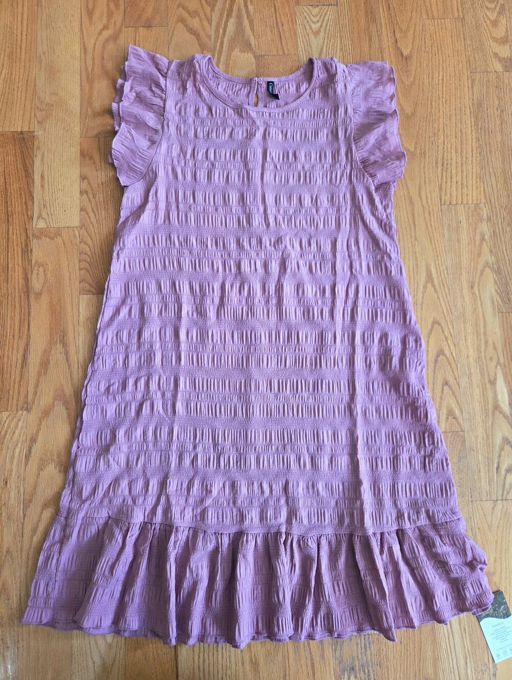 NWT Cuteduck Ruffle Sleeve Textured Dress In Mauve Size Large